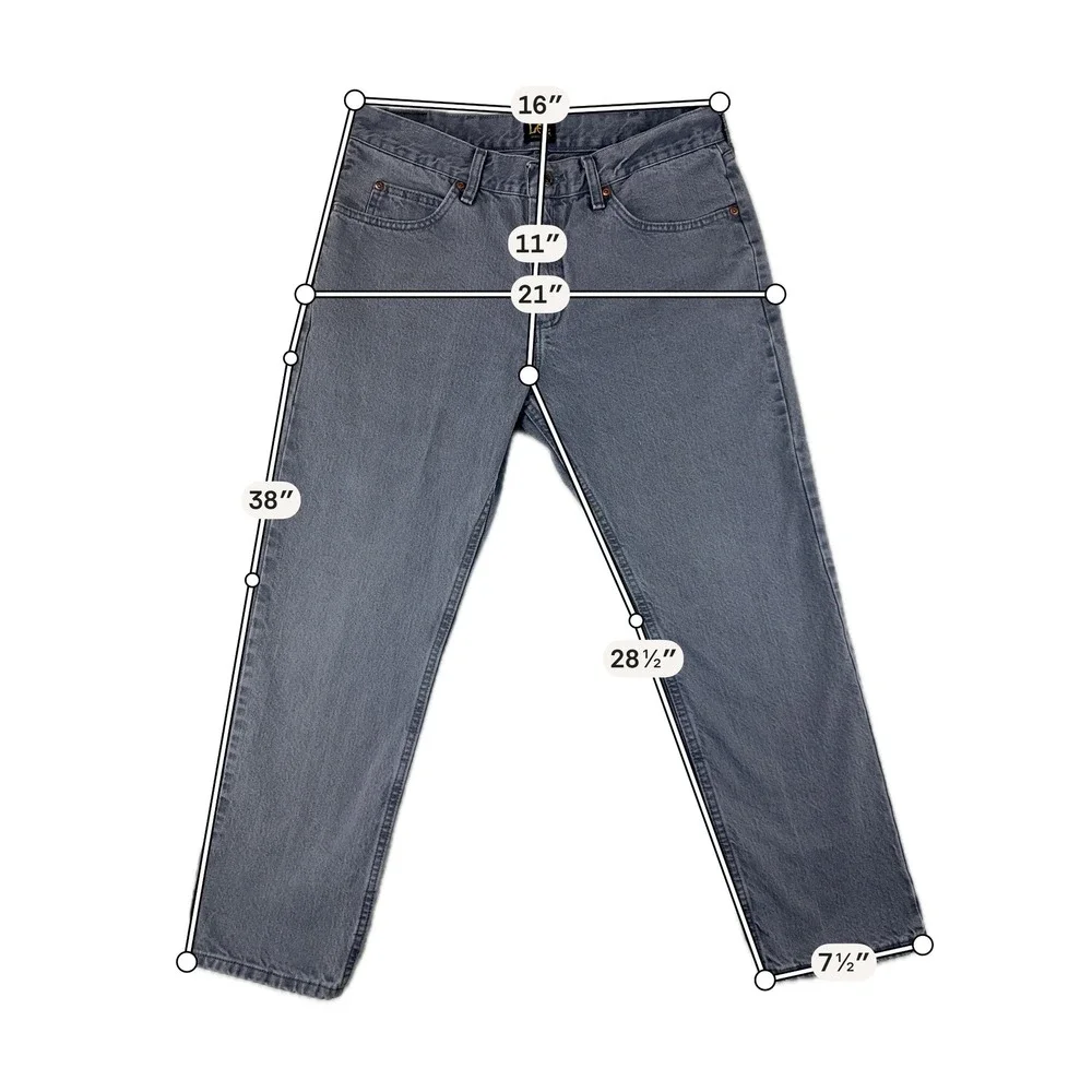 Lee Jeans Mens Regular Fit 34x29 Grey Straight Leg Denim Cotton Pants VTG Y2K‎